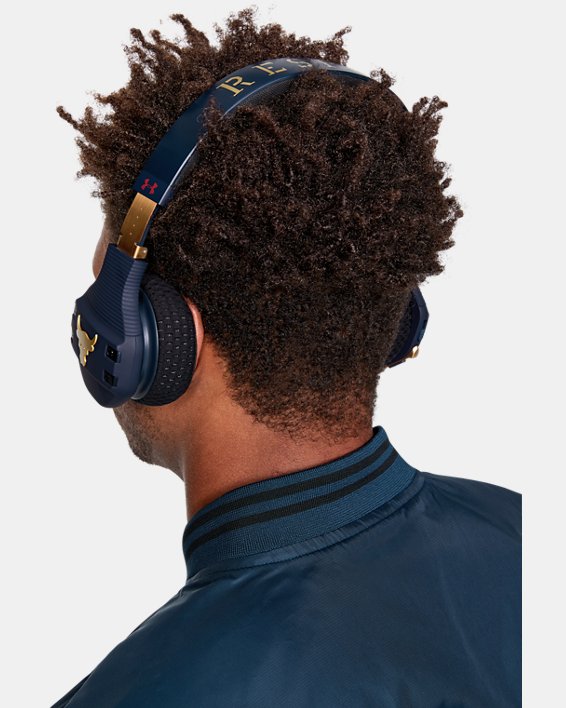 UA Sport Wireless Train Headphones — Project Rock Edition Camo, Blue, pdpMainDesktop image number 0